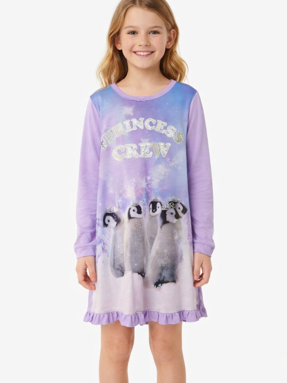 The Children’s Place Girls Nightgown Lavender Ruffle Hem Long Sleeve · L 10/12
